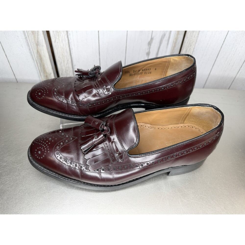 Johnston & Murphy Tassel Loafers Mens 10.5 Burgundy Leather Shoes